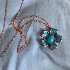 Blue stone rose gold necklace